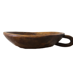 קערת עץ כהה עם ידית נשיאה